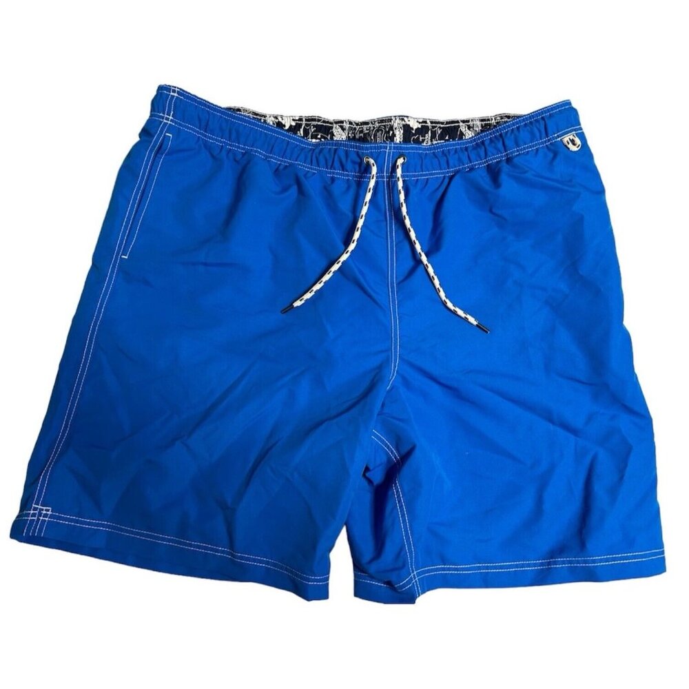 Lands End Mens Lined 9in Blue Volley Shorts Swim Trunks UPF 50 Swimwear XXL New